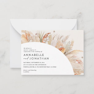 budget bohemian terracotta pampas grass wedding card