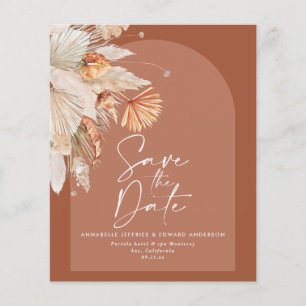 budget bohemian terracotta pampas grass wedding flyer