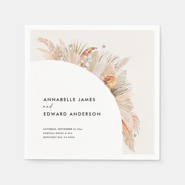 budget bohemian terracotta pampas grass wedding napkin (Front)