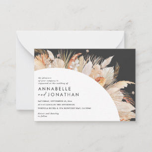 budget bohemian terracotta pampas grass wedding no card
