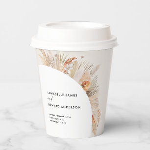 budget bohemian terracotta pampas grass wedding paper cups