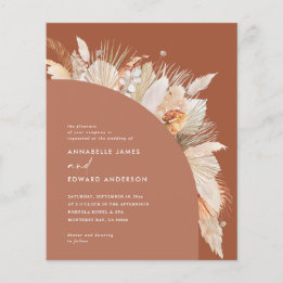 budget bohemian terracotta wedding invitation flyer