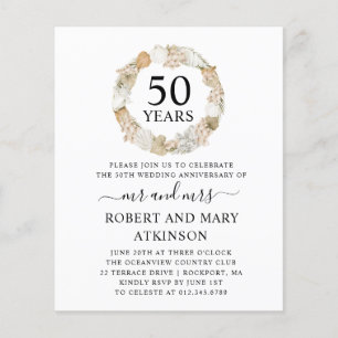 Budget Boho 50th Wedding Anniversary Party Invite
