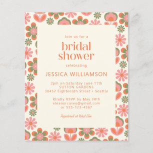 Budget Boho 70s Flowers Pink Green Bridal Shower