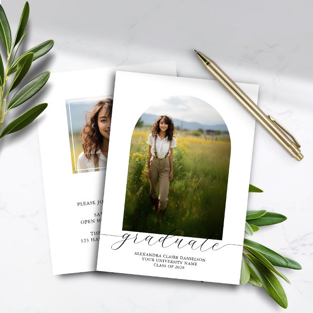 Budget Boho Arch Graduation Invitation White (Creator Uploaded)