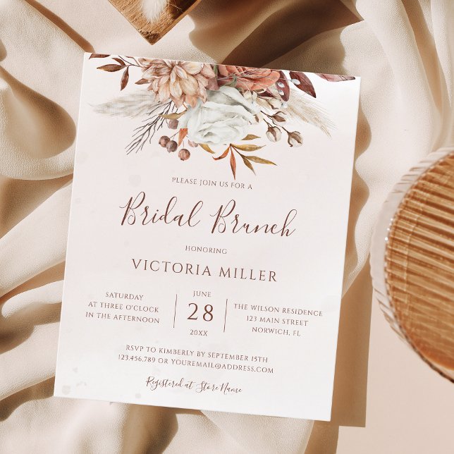 Budget Boho Autumn Floral Bridal Brunch Invitation (Creator Uploaded)