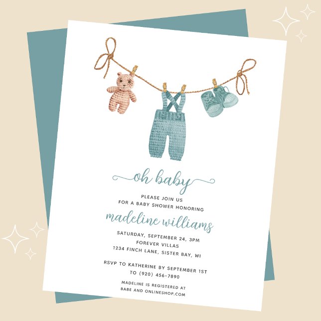 BUDGET BOHO Baby Clothes Boy Oh Baby Shower Invite (Creator Uploaded)