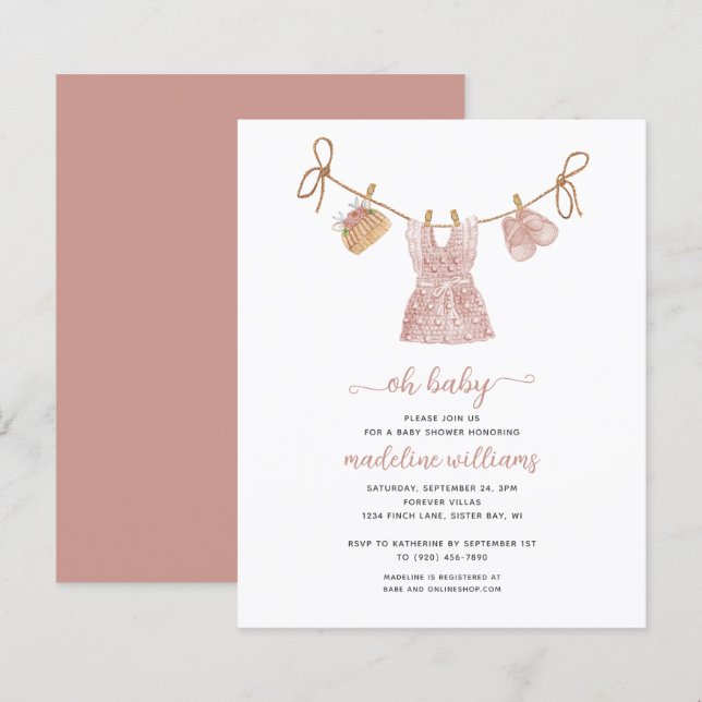 BUDGET BOHO Baby Clothes Girl Oh Baby Shower (Front/Back)