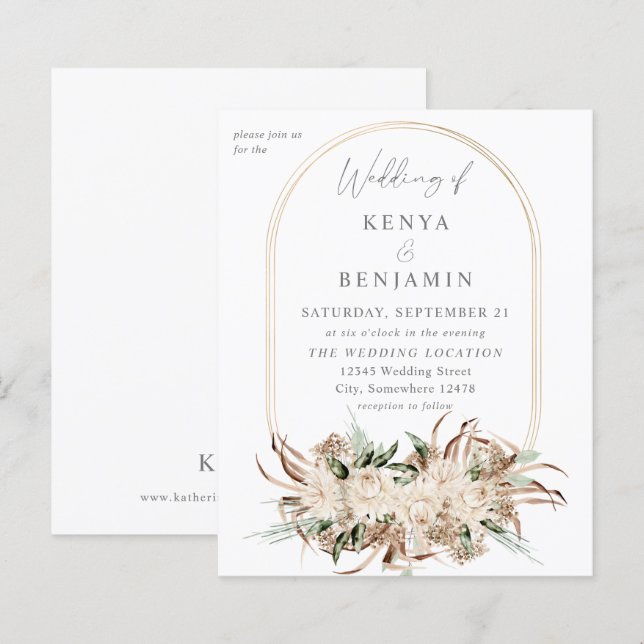 Budget Boho Beige Floral Wedding 3 (Front/Back)
