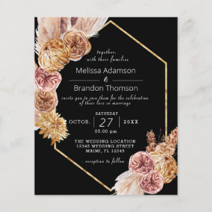Budget Boho Black Desert Wedding Flyer Invitation