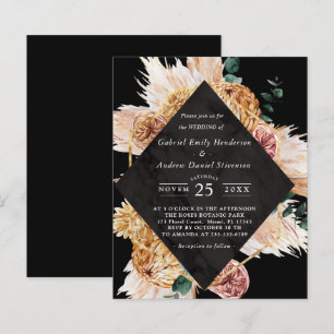 Budget Boho Black Desert Wedding Invitation