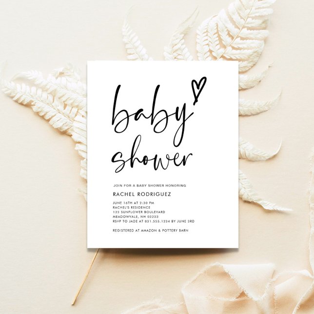 Budget Boho Black & White Baby Shower Invitation (Creator Uploaded)