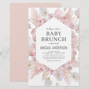 Budget Boho Blush Pink Baby Brunch Invitation