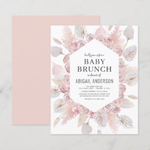 Budget Boho Blush Pink Baby Brunch Invitation