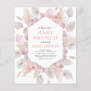 Budget Boho Blush Pink Baby Brunch Invitation Flyer
