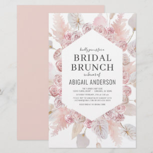 Budget Boho Blush Pink Bridal Brunch Invitation