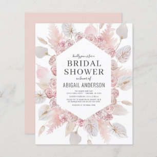 Budget Boho Blush Pink Bridal Shower Invitation
