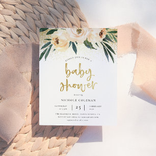 Budget Boho Blush Pink & Gold Script Baby Shower