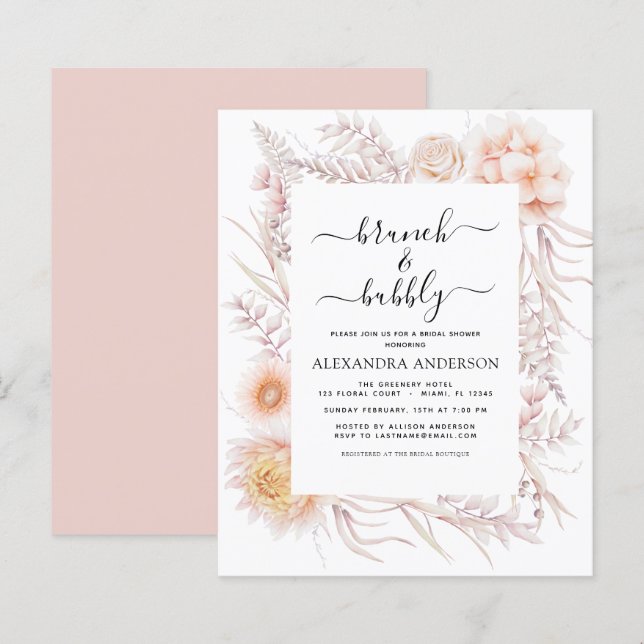 Budget Boho Brunch & Bubbly Bridal Shower (Front/Back)
