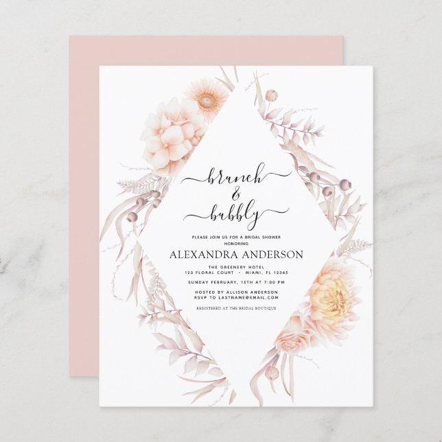 Budget Boho Brunch & Bubbly Bridal Shower  (Front/Back)