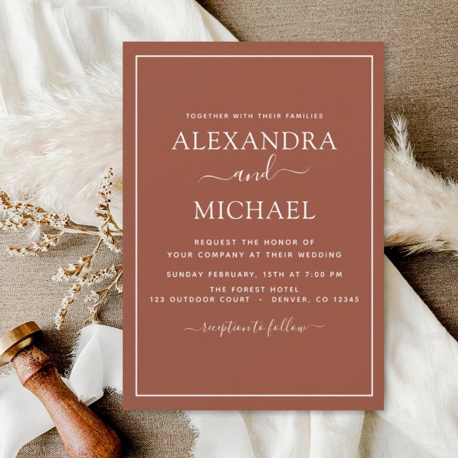 Budget Boho Burnt Orange Wedding Invitations (Creator Uploaded)