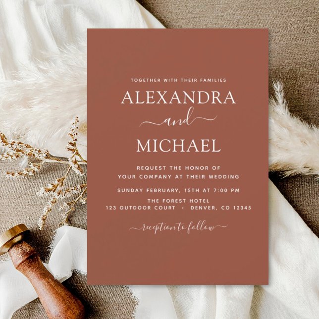 Budget Boho Burnt Orange Wedding Invitations Flyer (Creator Uploaded)