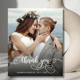 Budget Boho Calligraphy 2 Photo Wedding Thank You