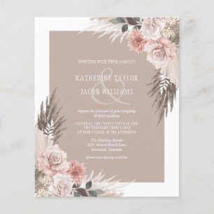 Budget Boho Champagne Beige Wedding Invitation