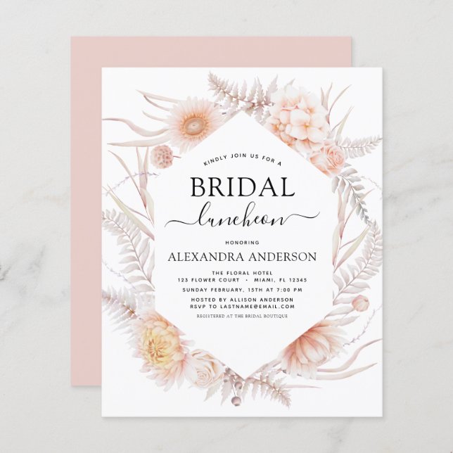 Budget Boho Chic Bridal Luncheon Dusty Pink Desert (Front/Back)