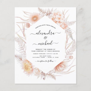 Budget Boho Chic Dusty Pink Desert Wedding Flyer