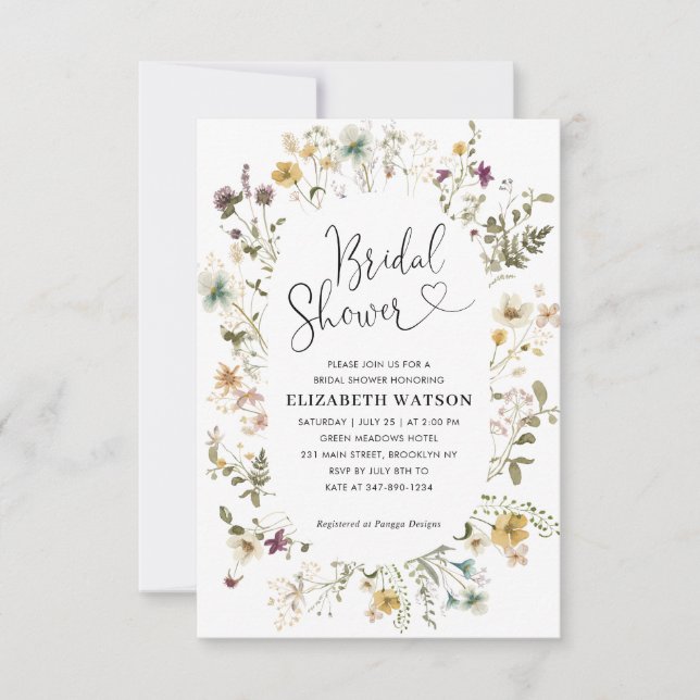 Budget Boho Chic Wildflower Floral Bridal Shower Card (Front)