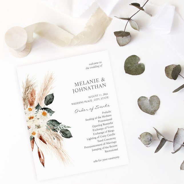 Budget Boho Copper & Floral Small Wedding Ceremony Flyer (Creator Uploaded)