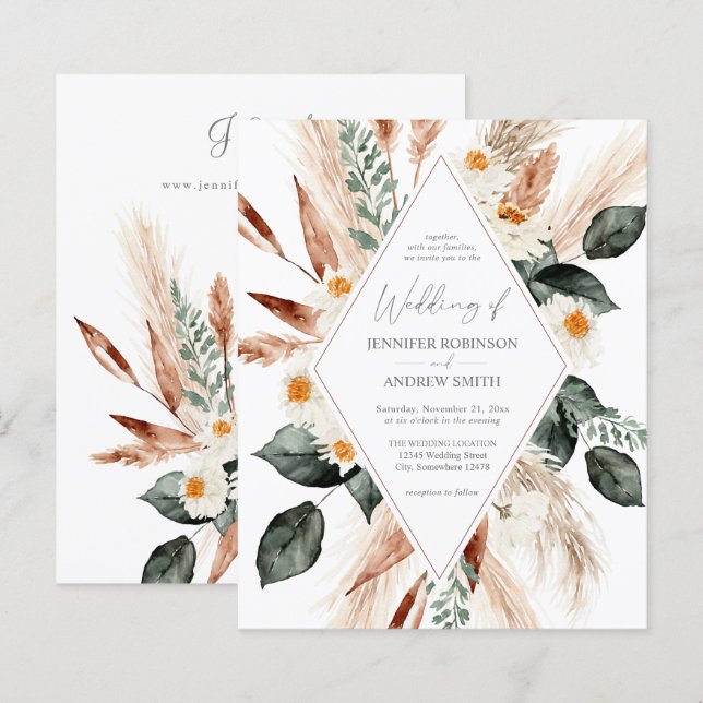 Budget Boho Copper Pampas Grass Wedding (Front/Back)
