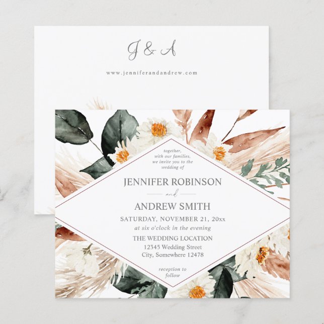 Budget Boho Copper Pampas Grass Wedding 2 (Front/Back)