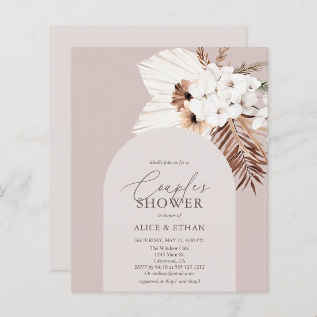 Budget Boho Dried Palm Leaves Couples Shower (Front/Back)