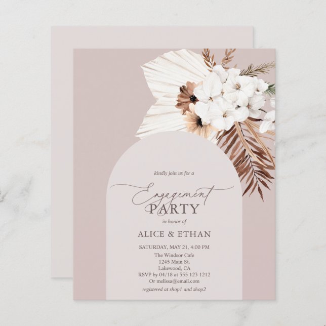Budget Boho Dried Palm Leaves Engagement Party (Front/Back)