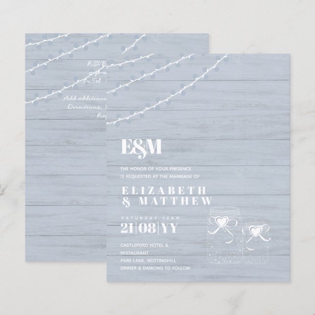 BUDGET BOHO Dusty Blue Driftwood MasonJars Wedding (Front/Back)