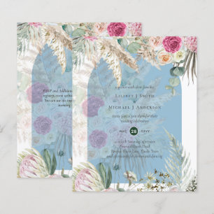 BUDGET BOHO Dusty Blue Floral Pampas Grass Wedding