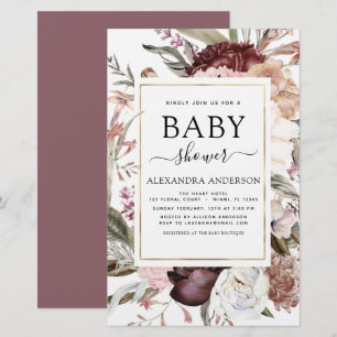 Budget Boho Dusty Pink Burgundy Baby Shower
