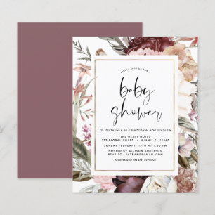 Budget Boho Dusty Pink Burgundy Baby Shower