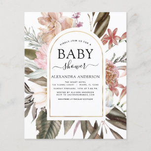 Budget Boho Dusty Pink Burgundy Baby Shower Flyer