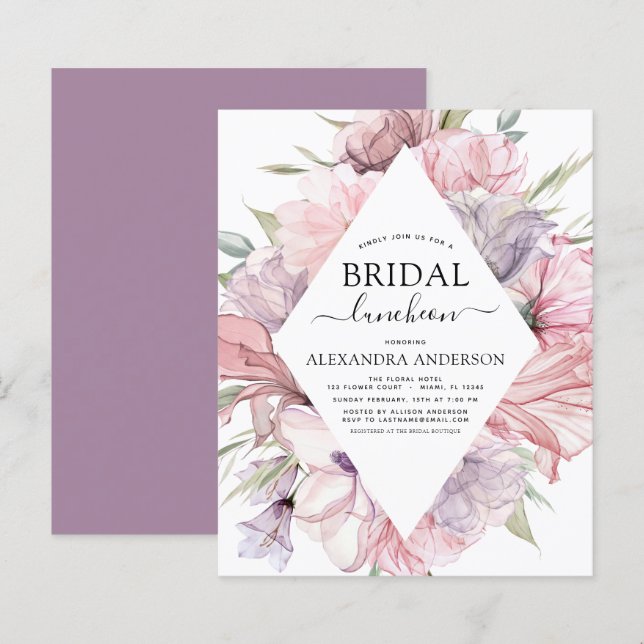 Budget Boho Dusty Purple Bridal Shower Luncheon (Front/Back)