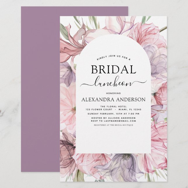 Budget Boho Dusty Purple Bridal Shower Luncheon (Front/Back)
