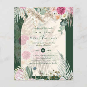 BUDGET BOHO Emerald Green BOHO Floral Pink Wedding
