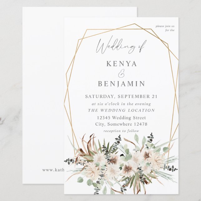 Budget Boho Eucalyptus & Beige Floral Wedding 2 MD (Front/Back)