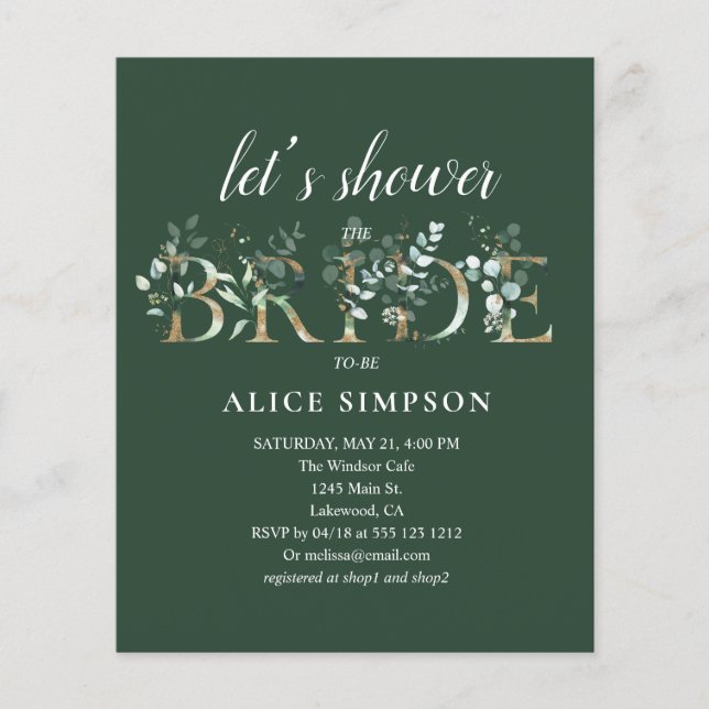 Budget Boho Eucalyptus Leaves Bridal Shower (Front)