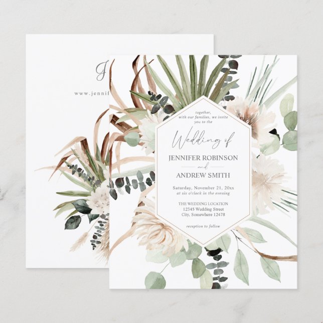 Budget Boho Eucalyptus Palm Leaf & Floral Wedding (Front/Back)