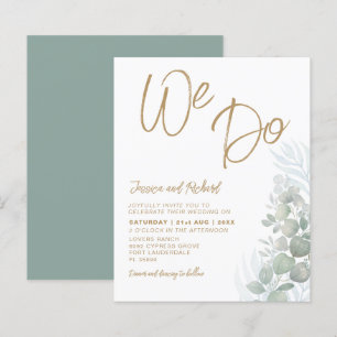 Budget Boho Eucalyputus Green Wedding Invitation 