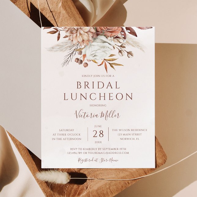 Budget Boho Fall Floral Bridal Luncheon Invitation (Creator Uploaded)