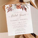 Budget Boho Fall Floral Bridal Shower Invitation<br><div class="desc">Modern bohemian style budget bridal shower invitation featuring watercolor flowers and fall leaves in earthy tones like rust brown,  burnt orange and terracotta. Perfect choice for autumn weddings.</div>